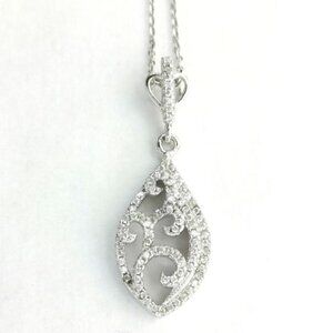 New Sterling silver cz Arabesque pendant necklace